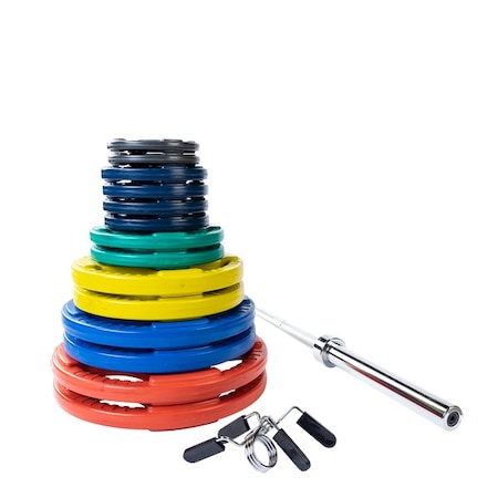 Body-Solid Colored 300 Lb Rubber Grip Oly Set, Chrome ORC300S